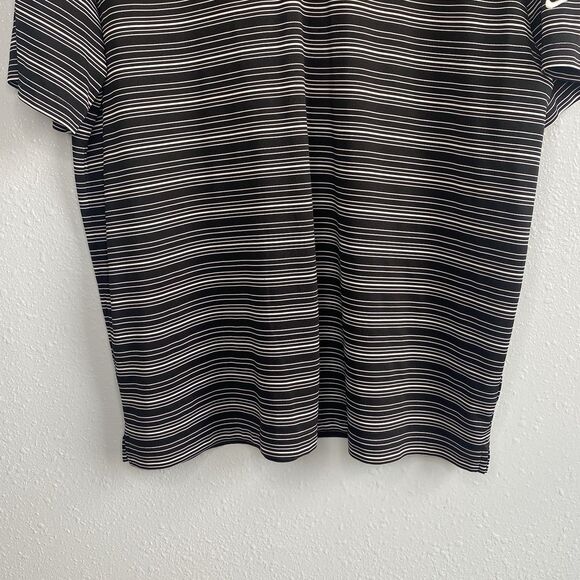 Nike Golf Mens Size XXL Dri-Fit Performance Black White Striped Polo Shirt - Picture 4 of 9
